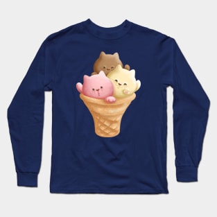 Neapolitan Kitten Ice Cream Long Sleeve T-Shirt